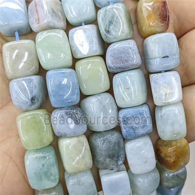 Natural Aquamarine Cube Beads Multicolor