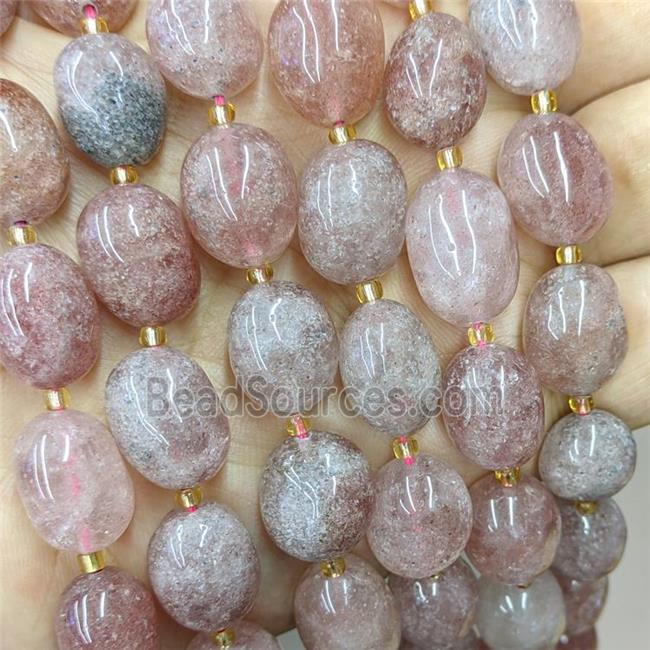 Natural Pink Strawberry Quartz Nugget Beads Freeform