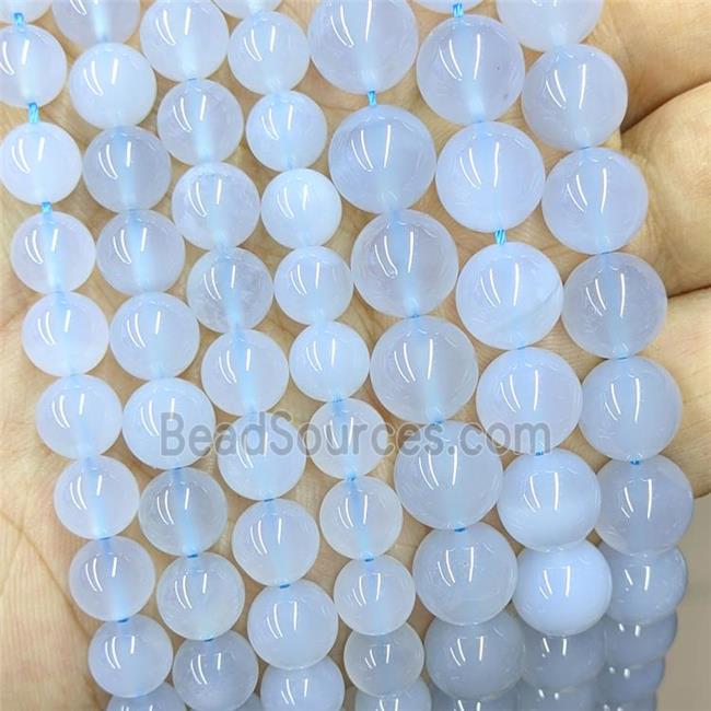 Natural Blue Chalcedony Beads Smooth Round AAA-Grade