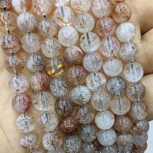 Natural Black Golden Supper7 Quartz Beads Smooth Round