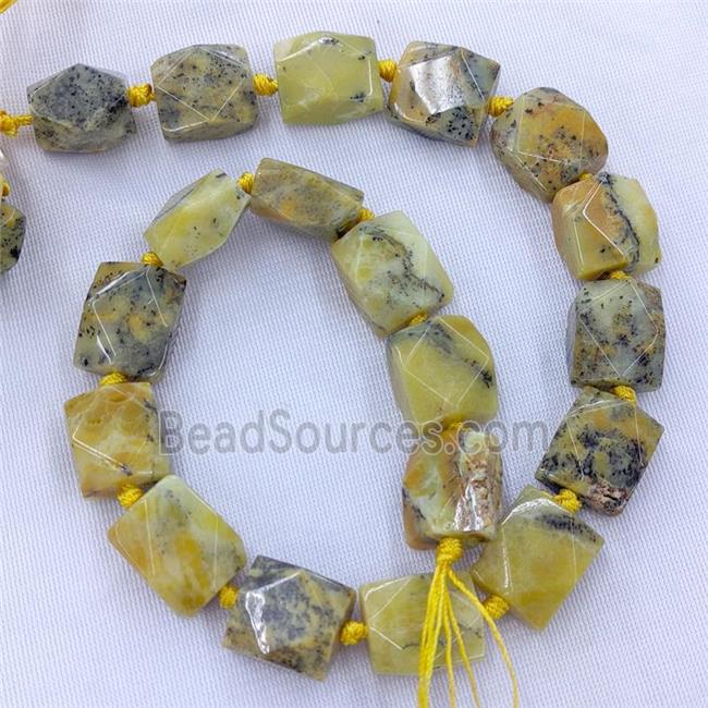 Natural Yellow Opal Beads Faceted Square