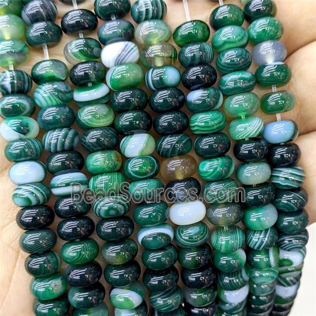 Natural Stripe Agate Beads Banded Smooth Rondelle Mint Green Dye