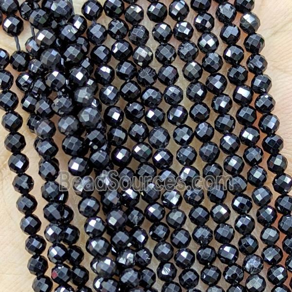 Natural Black Tourmaline Beads Faceted Round