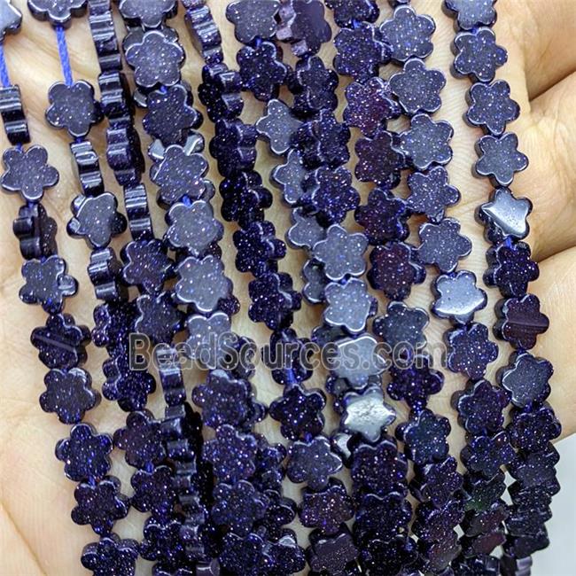 Blue Sandstone Flower Beads