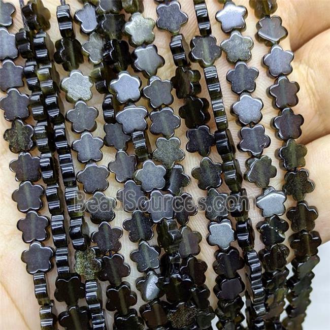 Golden Obsidian Flower Beads