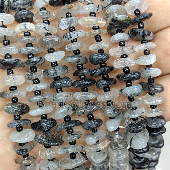 Natural Black Rutilated Quartz Chip Beads Freeform