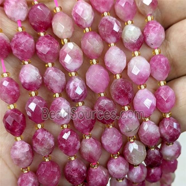 Natural Jade Beads Red Dye Faceted Rice