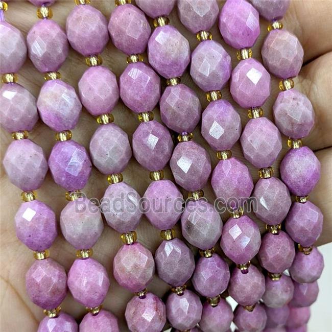 Natural Jade Beads Pink Dye Faceted Rice