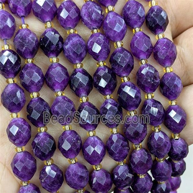 Natural Jade Beads Purple Dye Faceted Rice