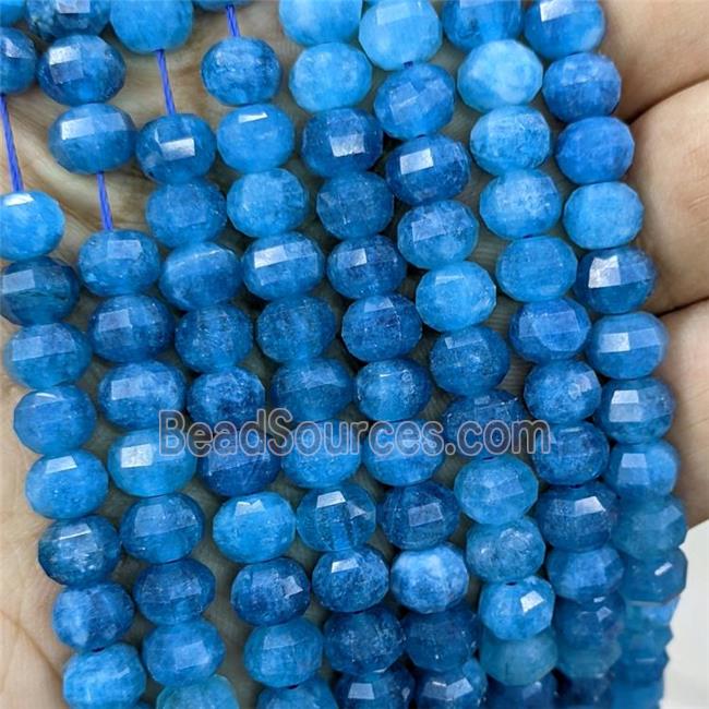 Natural Jade Beads Blue Dye Faceted Pumpkin