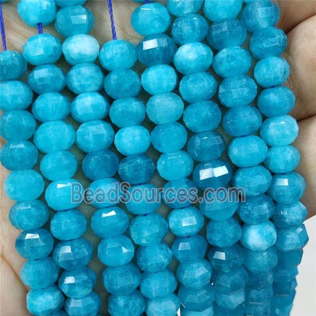 Natural Jade Beads Aqua Dye Faceted Pumpkin