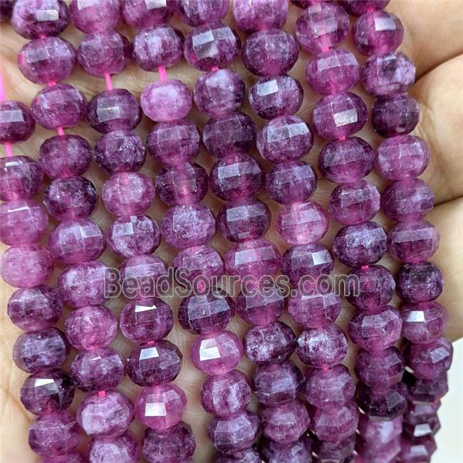 Natural Jade Beads Fuchsia Dye Faceted Pumpkin