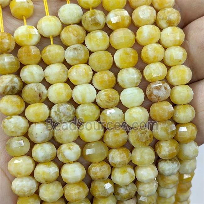 Natural Jade Beads Yellow Dye Faceted Pumpkin