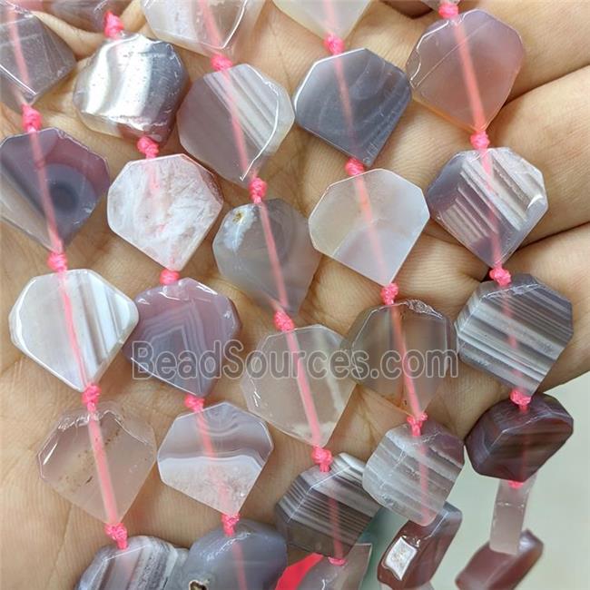 Natural Pink Botswana Agate Heart Beads