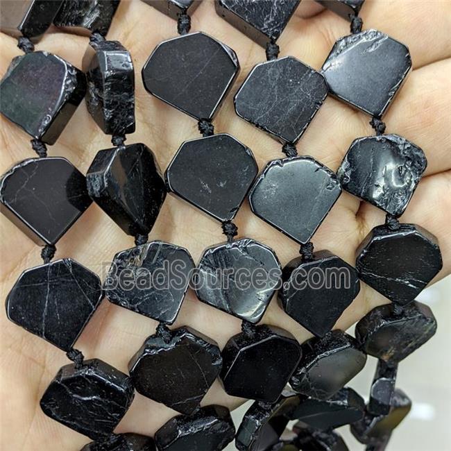 Natural Black Tourmaline Heart Beads