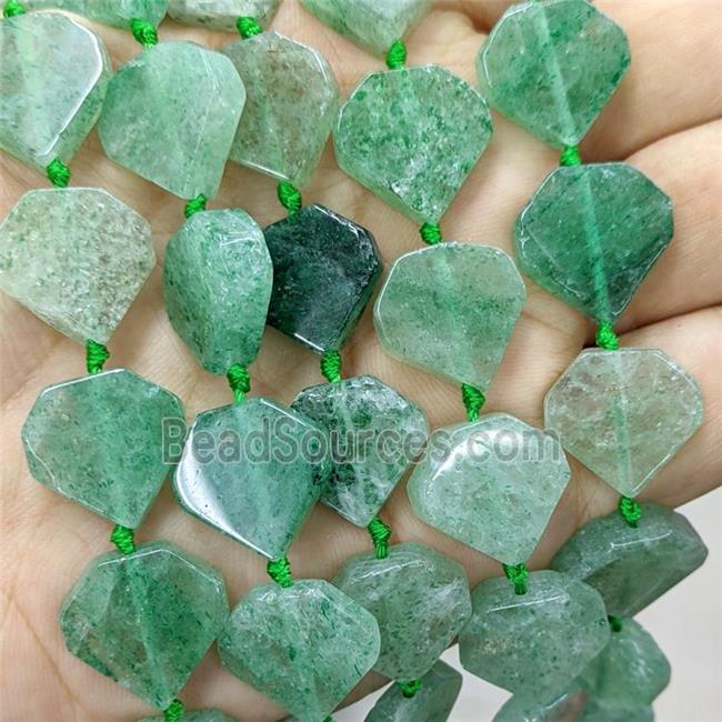 Natural Green Strawberry Quartz Heart Beads