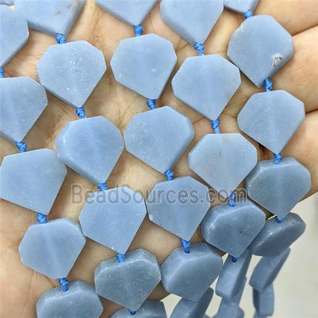 Natural Blue Angelite Heart Beads