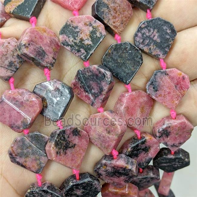 Natural Brazilian Rhodonite Heart Beads Red