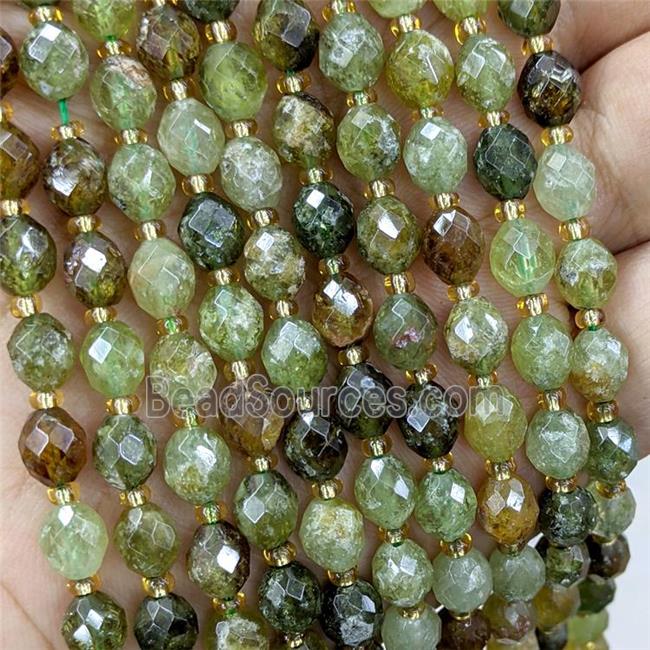 Natural Green Garnet Beads Faceted Rice