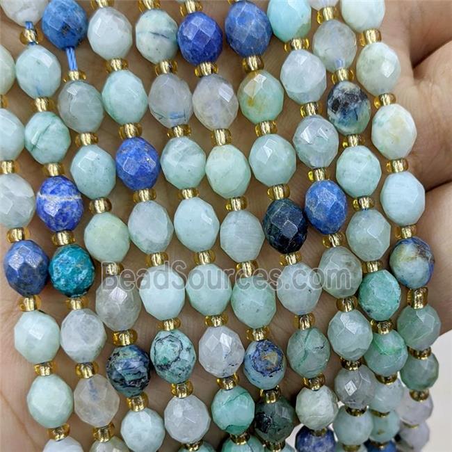 Chinese Chrysocolla Beads Faceted Rice