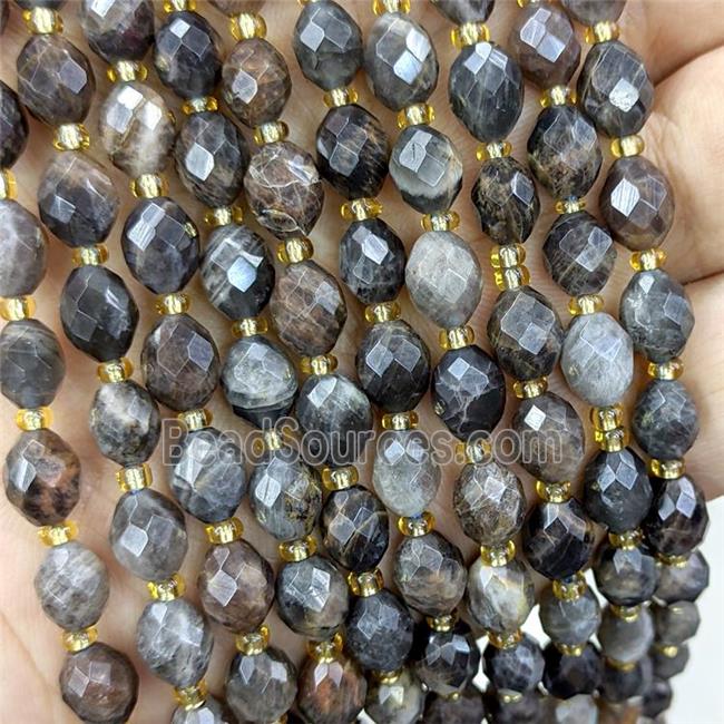 Natural Black Sunstone Beads Faceted Rice