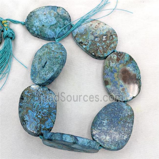 Natural Ocean Jasper Oval Beads Blue Dye