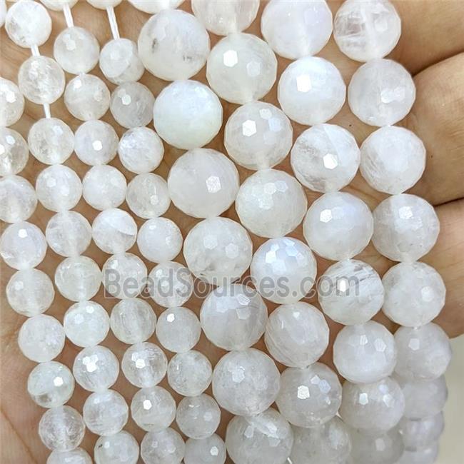 Natural White Moonstone Beads Faceted Round