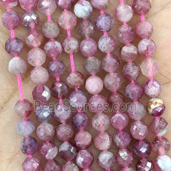 Natural Pink Tourmaline Beads Faceted Round B-Grade