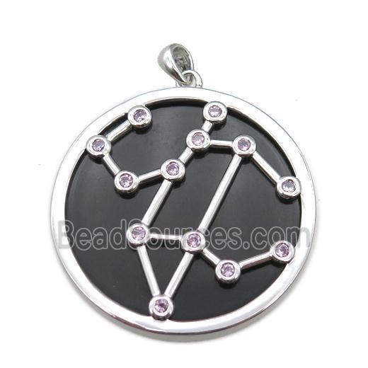 black Obsidian Leo pendant, circle