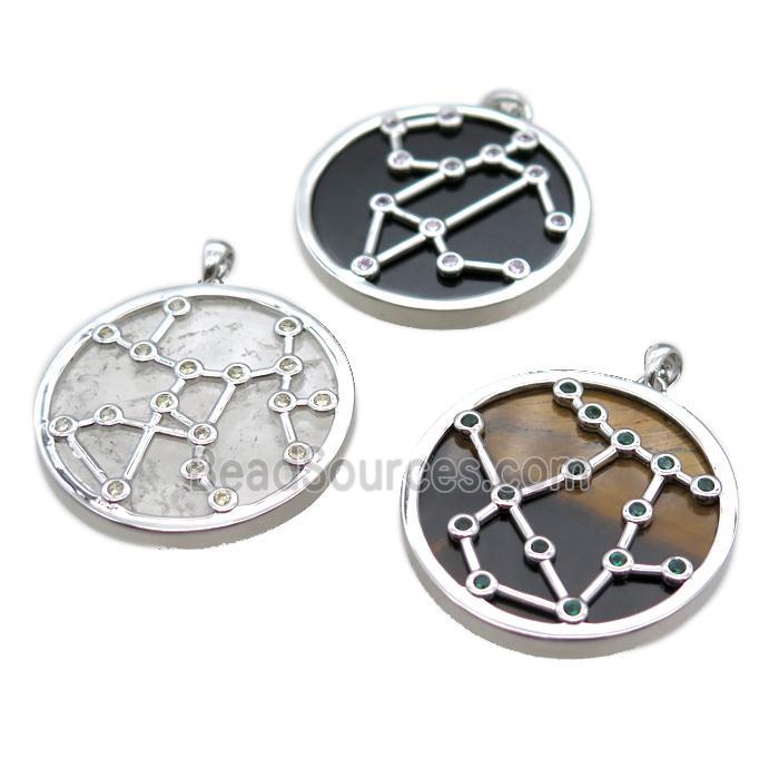 mixed Gemstone circle Zodiac pendant