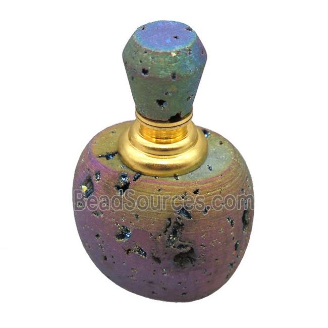 rainbow Agate Druzy perfume bottle charm without hole