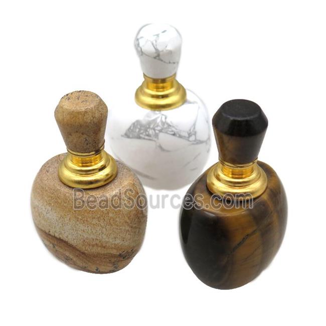 mixed Gemstone perfume bottle charm without hole