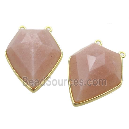 peach Sunstone arrowhead pendant with 2loops