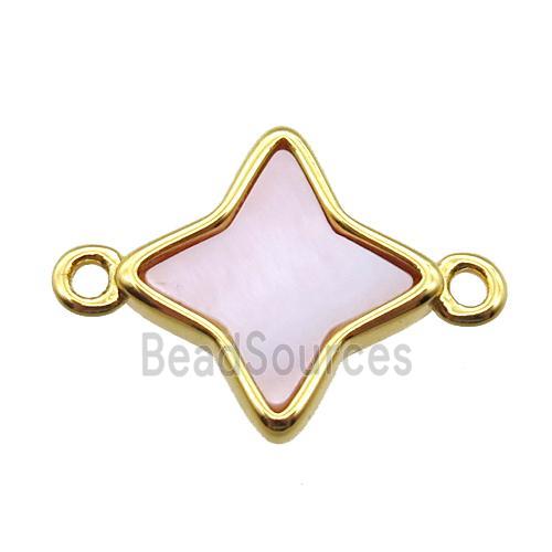 pink Queen Shell star connector, gold plated