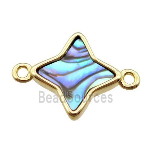 Abalone Shell star connector, gold plated