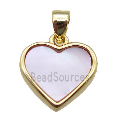 pink queen shell heart pendant, gold plated