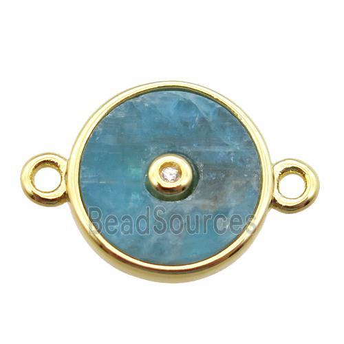 blue Apatite circle connector, gold plated