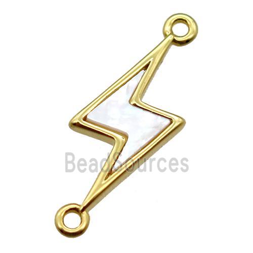 white Pearlized Shell lightning connector, gold plated