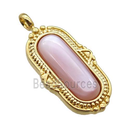 pink queen shell oval pendant, gold plated