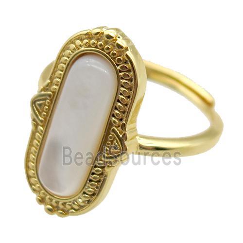 white Pearlized Shell Rings, gold plated