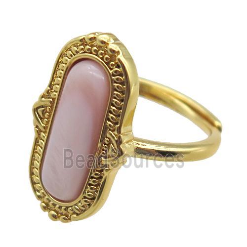 pink queen shell Rings, gold plated