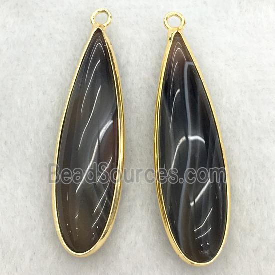 black striped agate teardrop pendant