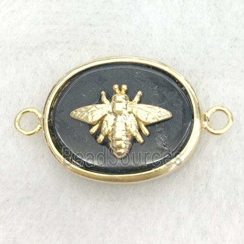 black onyx oval connector with honeybee