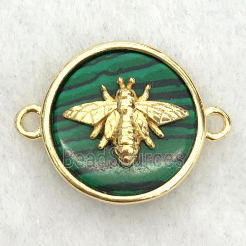 green malachite circle connector with honeybee