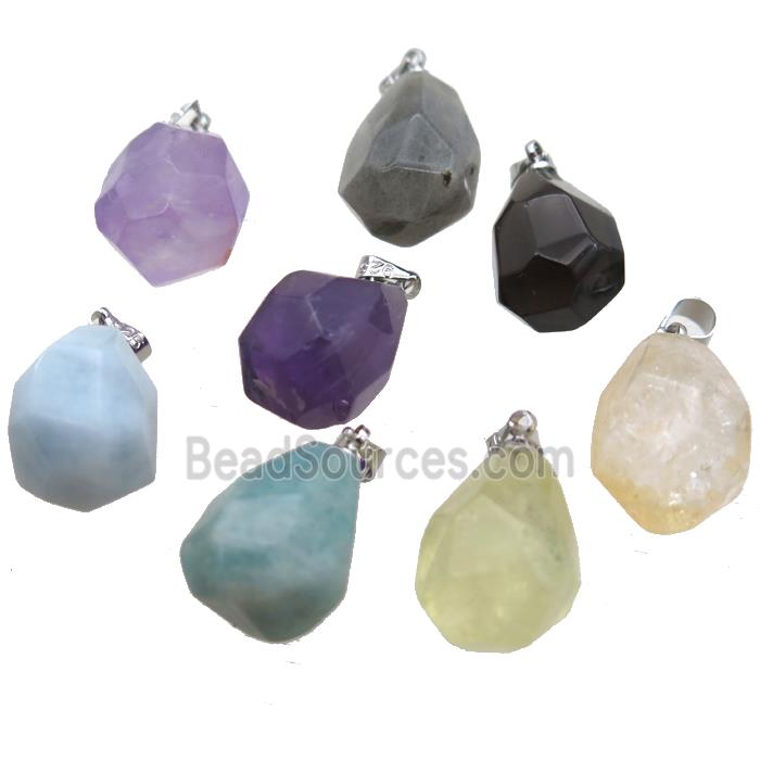 mixed Gemstone pendant, freeform