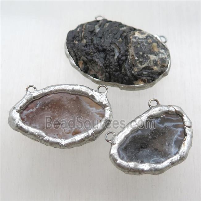 agate geode pendant with 2loops, freeform