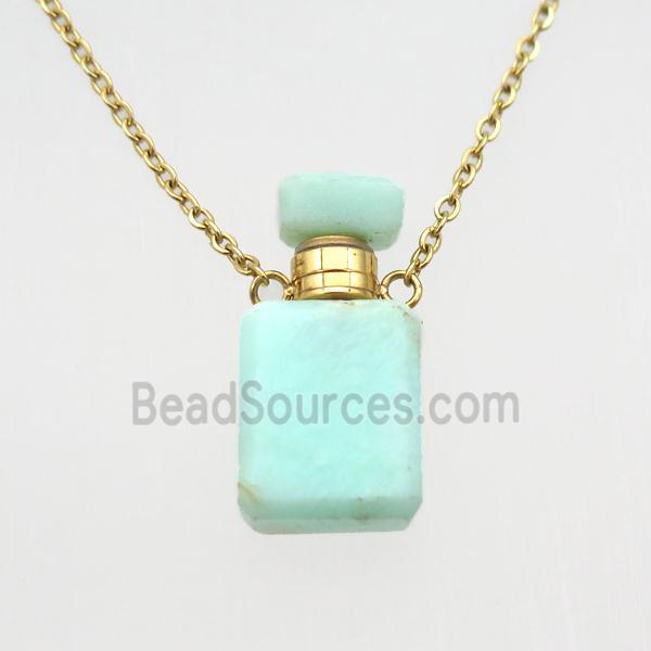 green Australian Chrysoprase perfume bottle Necklace