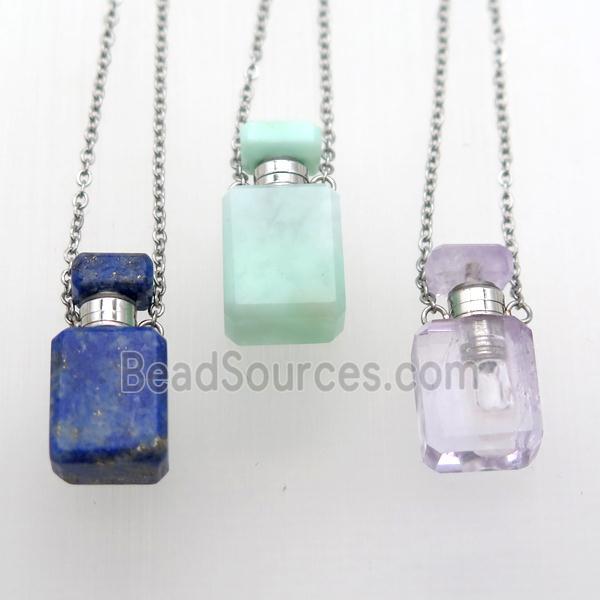 mixed Gemstone perfume bottle Necklace