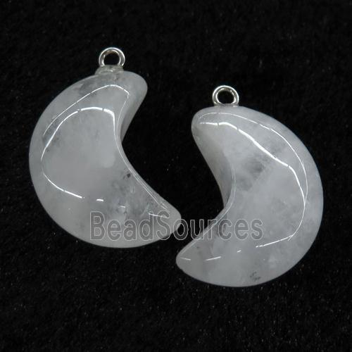 Clear Quartz pendant, Crescent moon