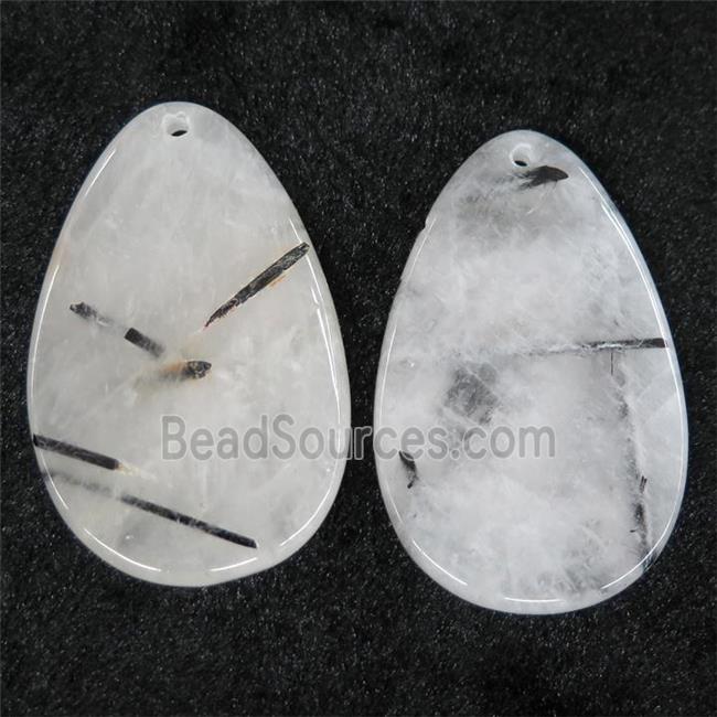 Black Rutilated Quartz teardrop pendant